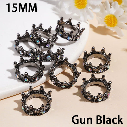 Alloy Bead Cages Hollowed Crown with AB Rhinestone, Bead Cap, 15MM Multi-Color Random Mix (They Fit 12MM Beads)