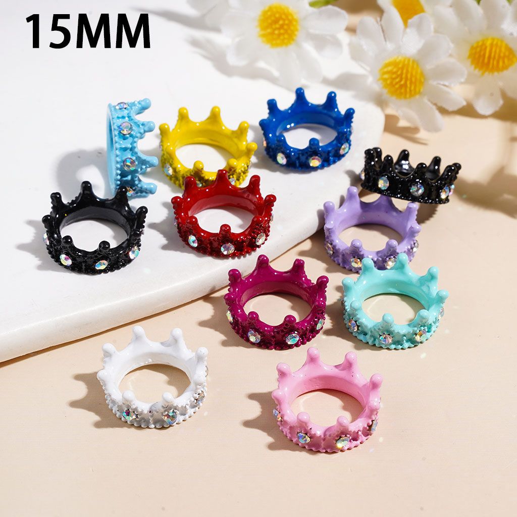 Alloy Bead Cages Hollowed Crown with AB Rhinestone, Bead Cap, 15MM Assorted Colors Random Mix (They Fit 12MM Beads)