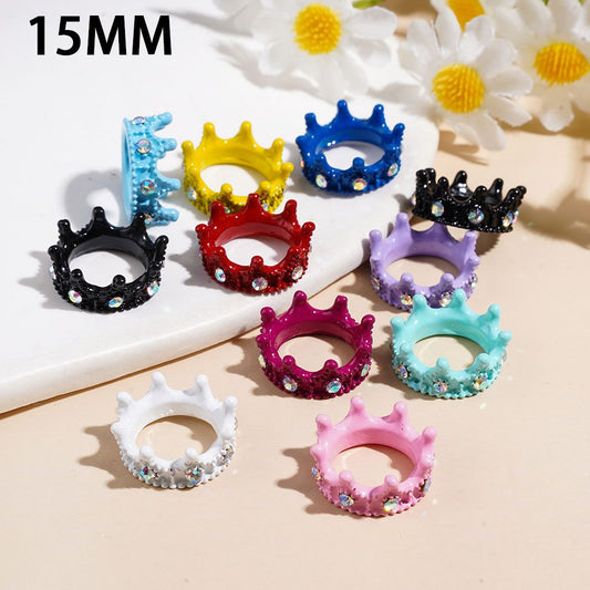 Alloy Bead Cages Hollowed Crown with AB Rhinestone, Bead Cap, 15MM Assorted Colors Random Mix (They Fit 12MM Beads)