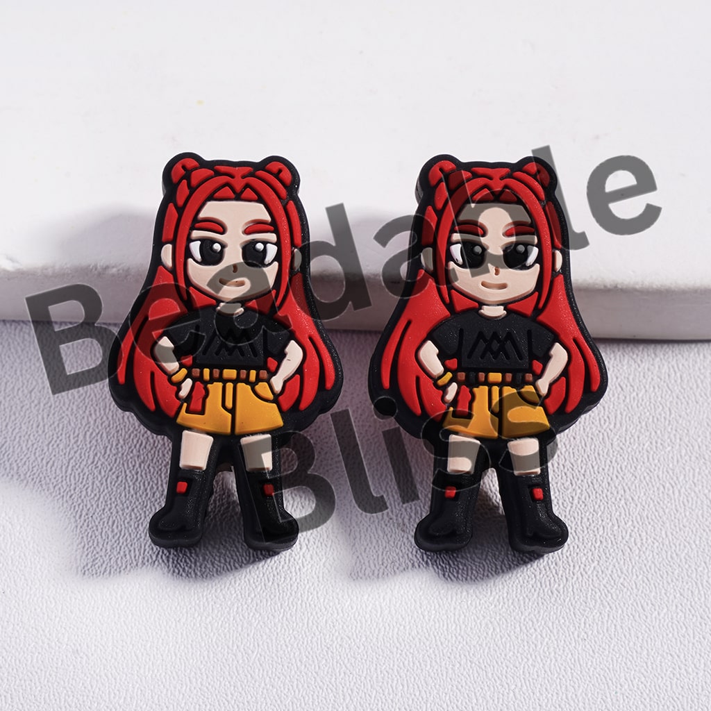 Silicone Focal Beads Girl Band with Various Colors Hair Wearing Fashionable Clothes