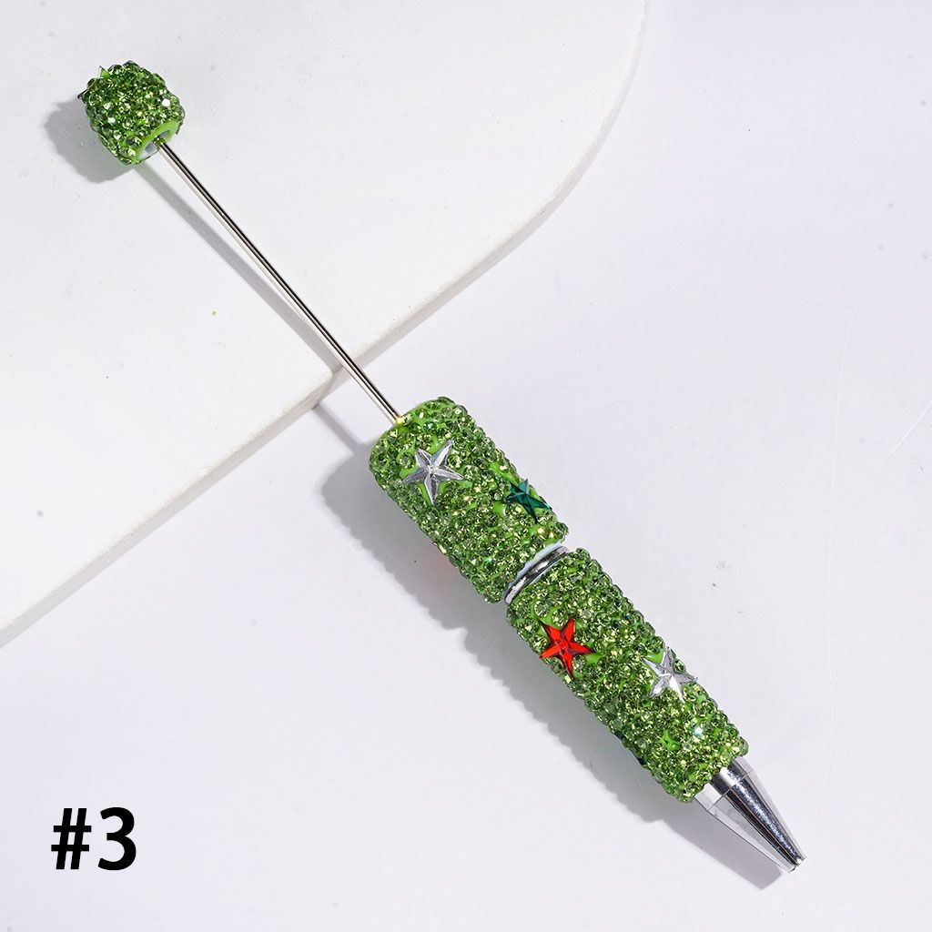 Beadable Clay Pens with Sparkling Five Pointed Star and Mini Rhinestones Covered the Entire Pens, Multi-Color