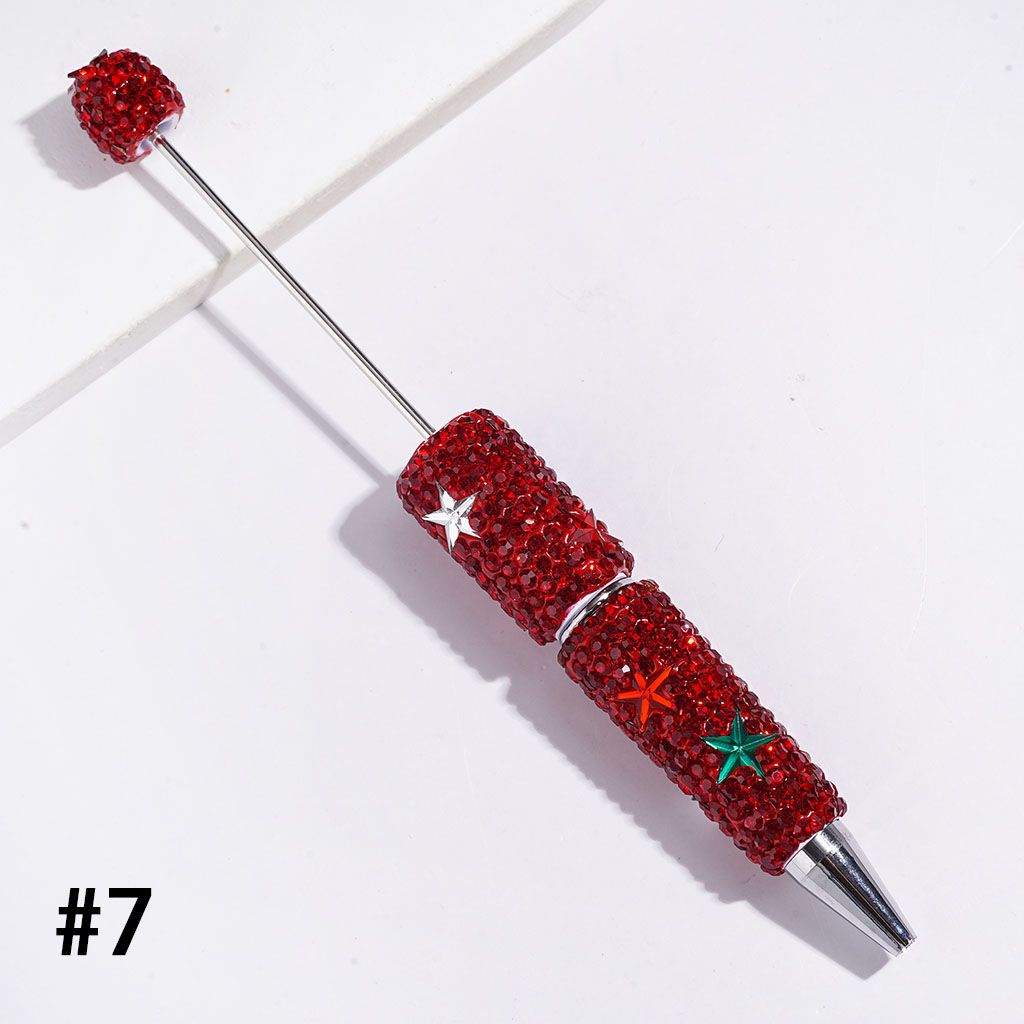 Beadable Clay Pens with Sparkling Five Pointed Star and Mini Rhinestones Covered the Entire Pens, Multi-Color