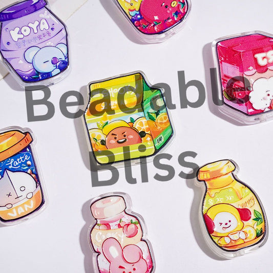 Acrylic Beads Drinking Bottle Series with Korea Boy Group Image, Random Mix