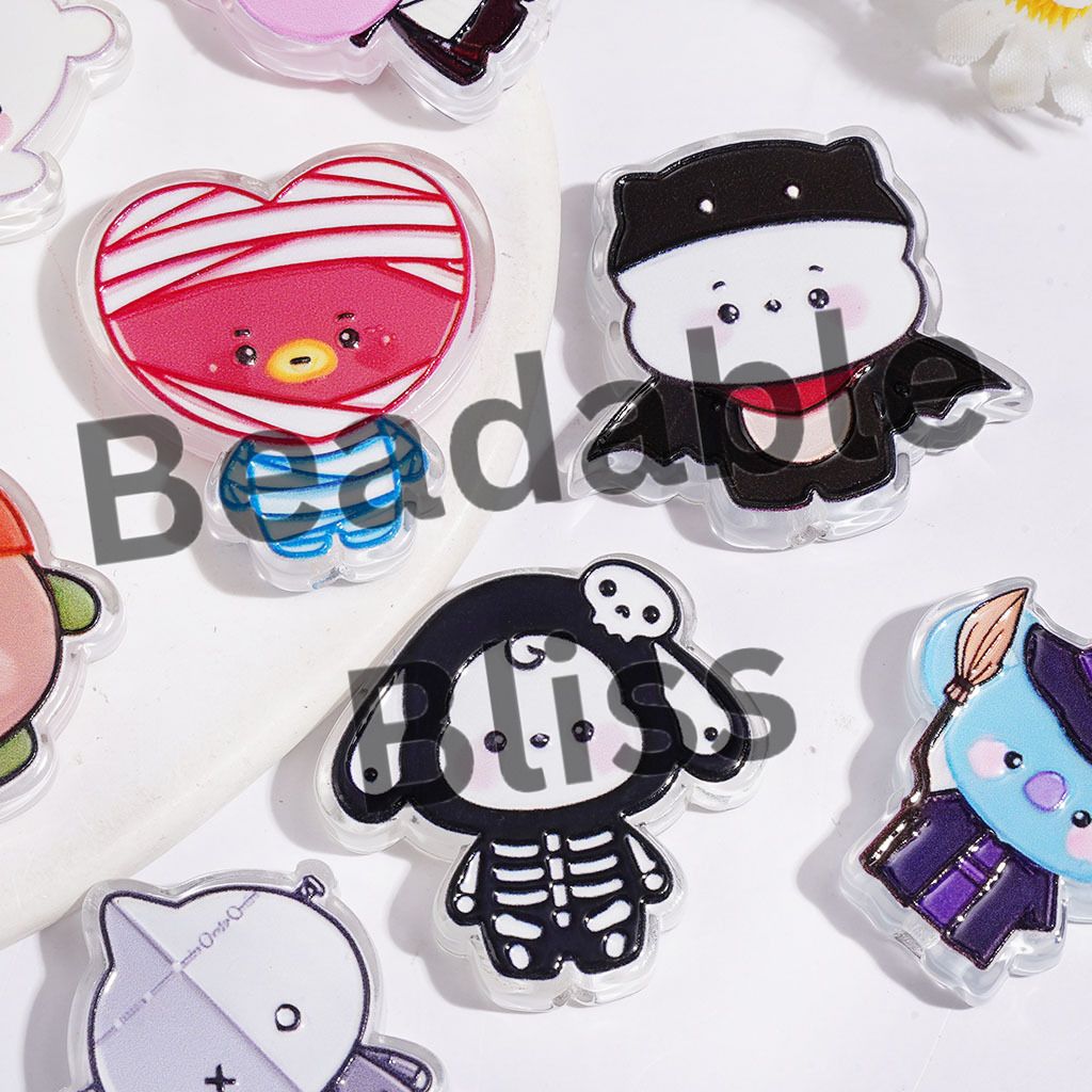 Acrylic Beads Cartoon Image Style Korea Boy Group in Halloween Costume, Random Mix