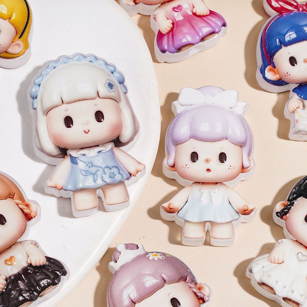 Assorted Dress-Up and Headdress Little Girl Acrylic Beads, Random Mix