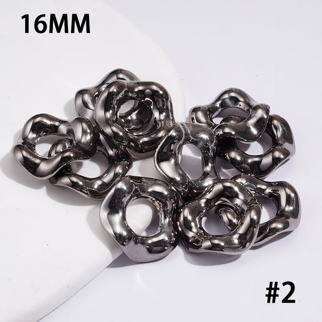 Metallic-Finish Acrylic Spacer Beads w Wave Scalloped Hollow Design, 16MM, Multi-Color (The Hole Diameter is Around 6.5MM)