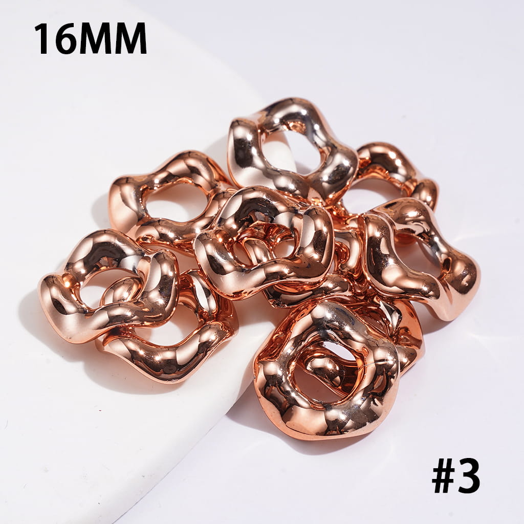 Metallic-Finish Acrylic Spacer Beads w Wave Scalloped Hollow Design, 16MM, Multi-Color (The Hole Diameter is Around 6.5MM)