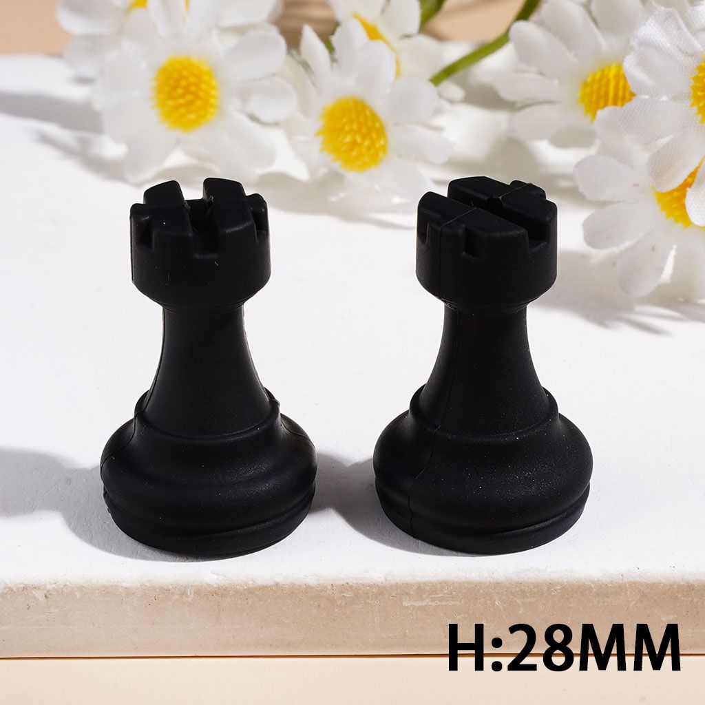 Silicone Focal Beads 3D Black Chess Piece in Set Collection