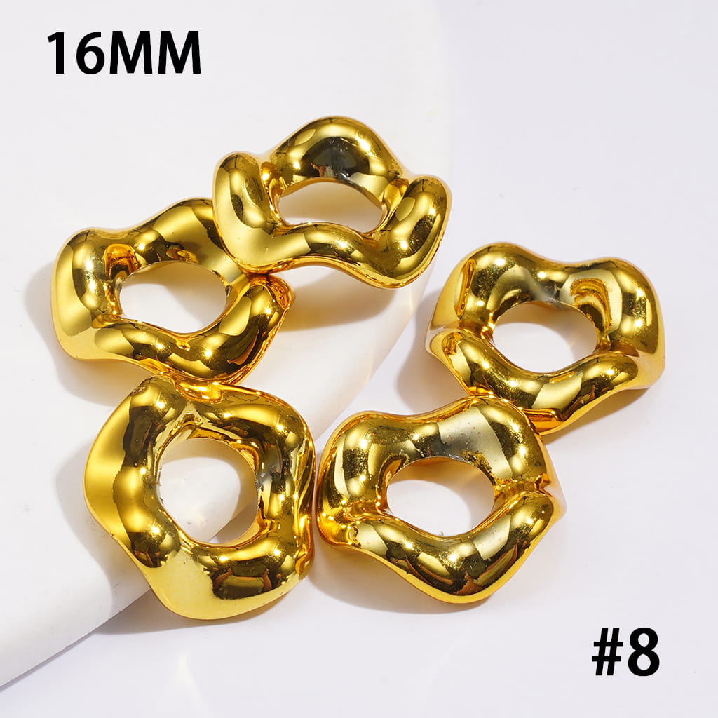 Metallic-Finish Acrylic Spacer Beads w Wave Scalloped Hollow Design, 16MM, Multi-Color (The Hole Diameter is Around 6.5MM)