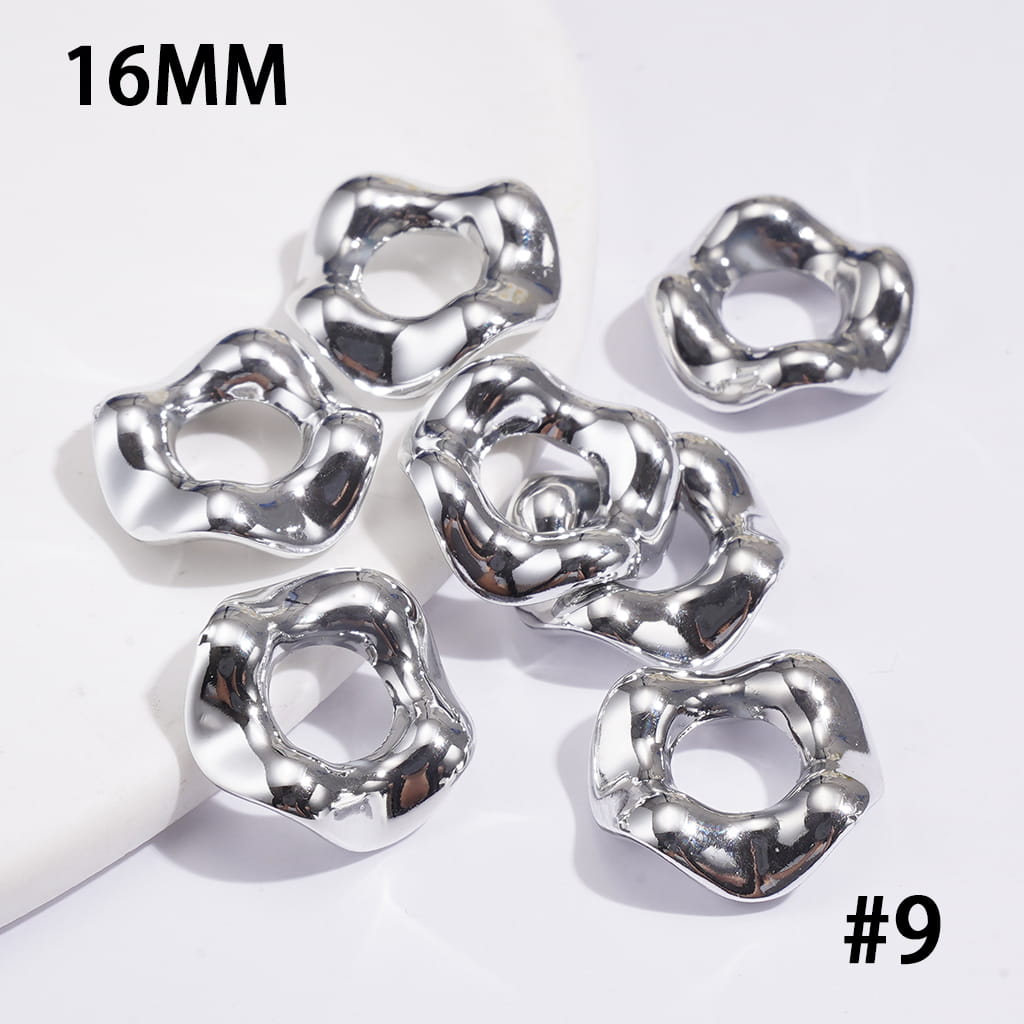 Metallic-Finish Acrylic Spacer Beads w Wave Scalloped Hollow Design, 16MM, Multi-Color (The Hole Diameter is Around 6.5MM)