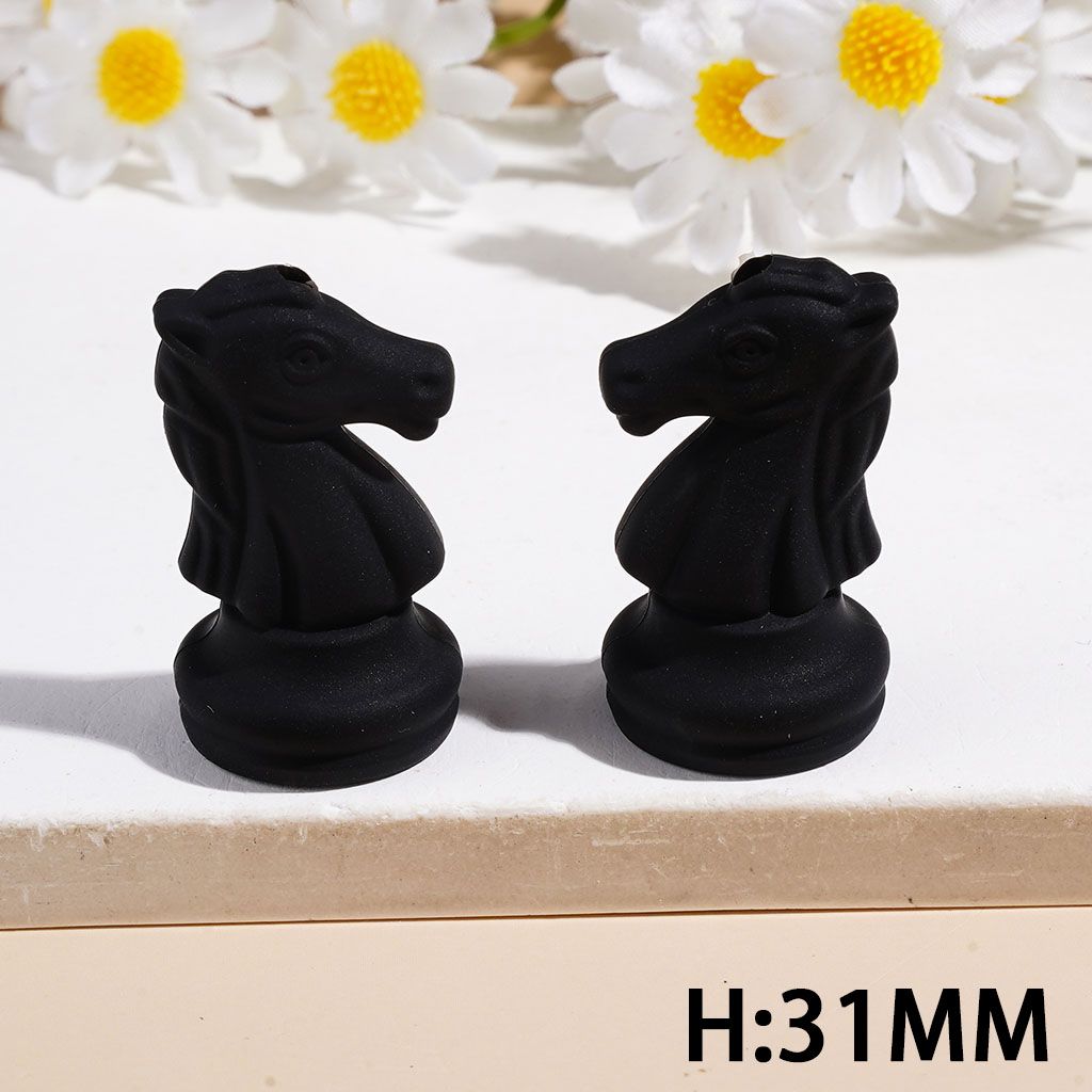 Silicone Focal Beads 3D Black Chess Piece in Set Collection