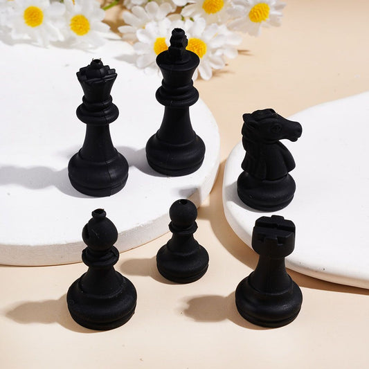 Silicone Focal Beads 3D Black Chess Piece in Set Collection