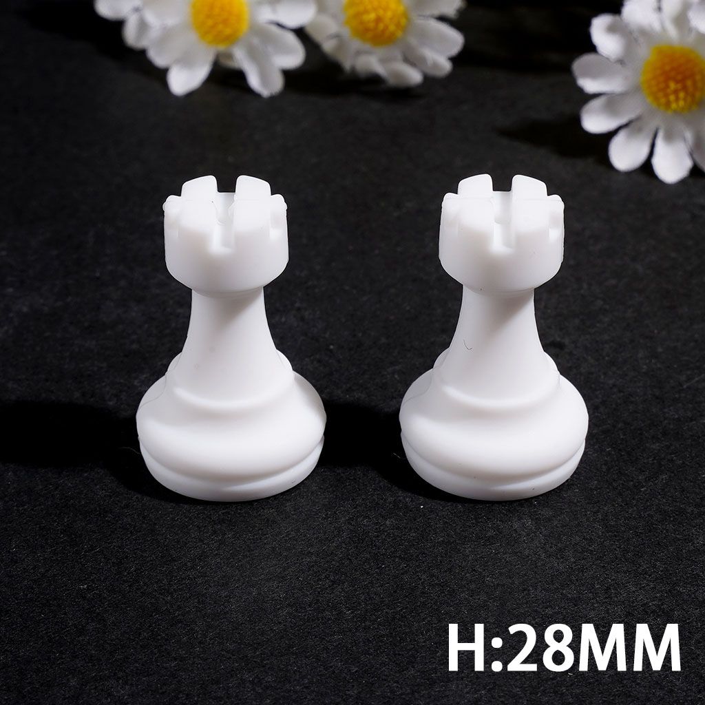 Silicone Focal Beads 3D White Chess Piece in Set Collection