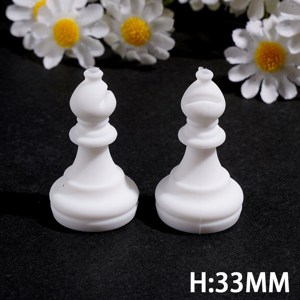 Silicone Focal Beads 3D White Chess Piece in Set Collection