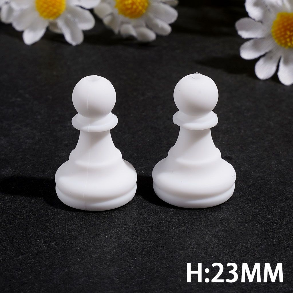 Silicone Focal Beads 3D White Chess Piece in Set Collection
