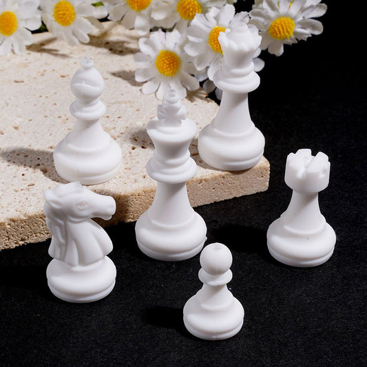 Silicone Focal Beads 3D White Chess Piece in Set Collection