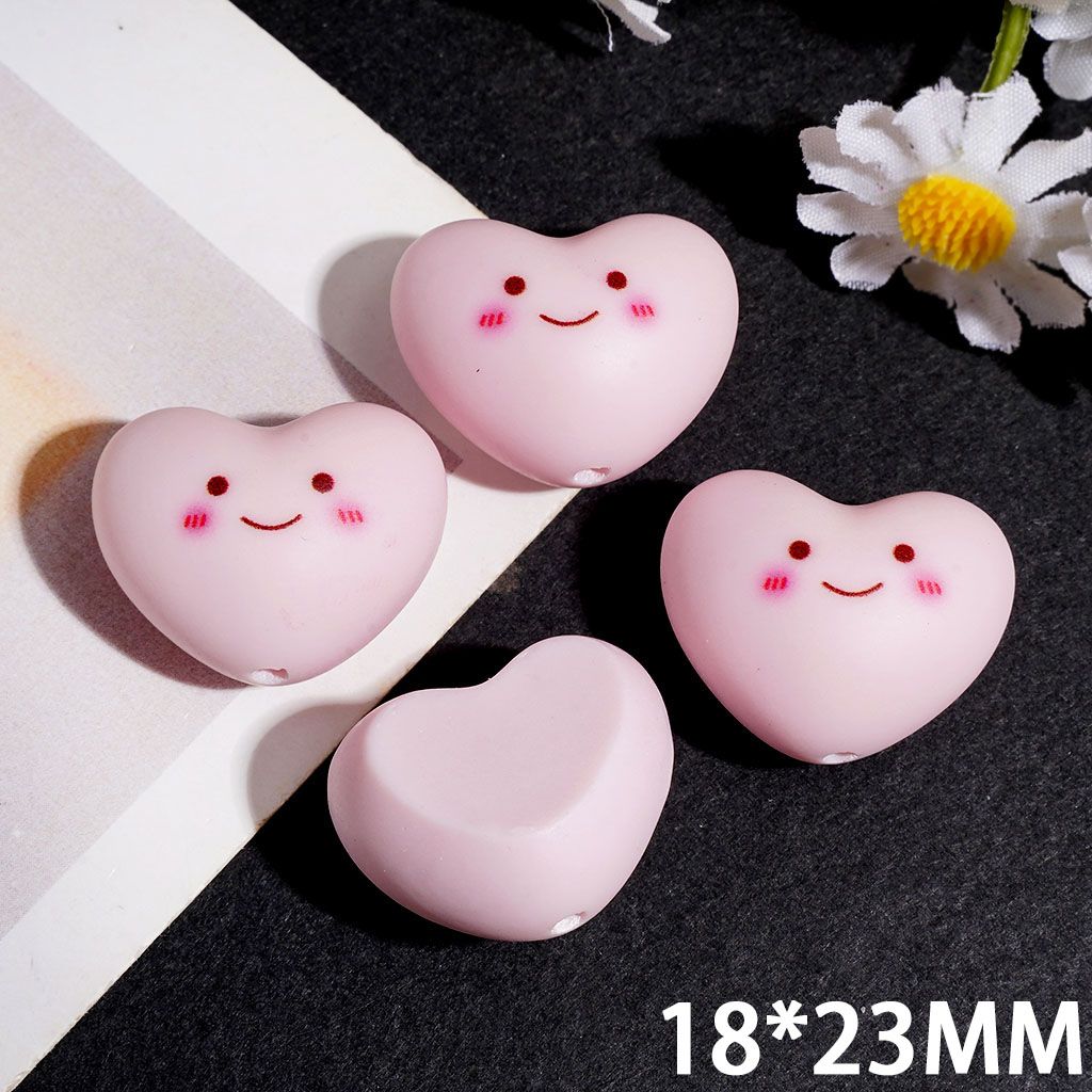 Solid Color Smile Face Heart Acrylic Beads, Around 18*23MM