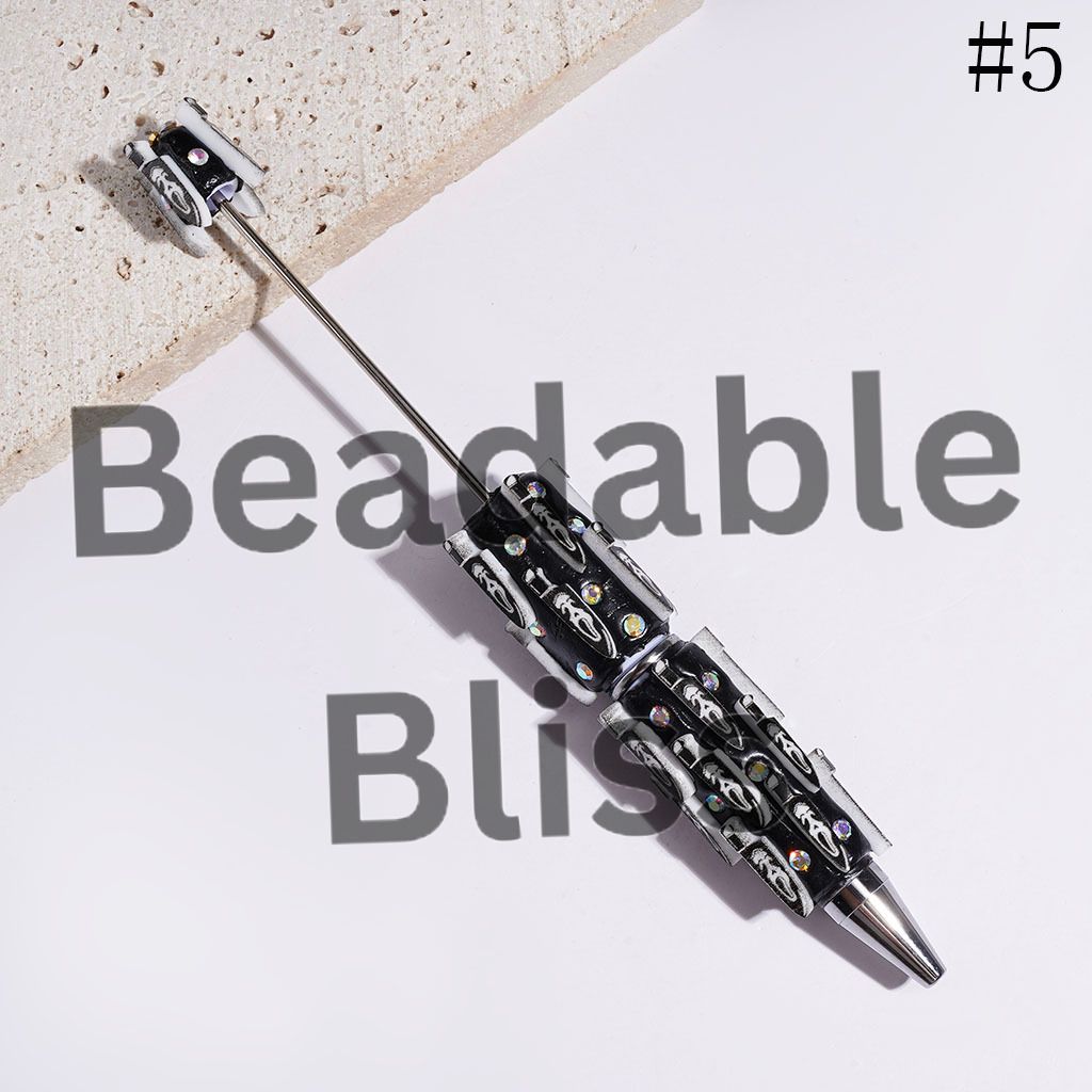 Knife with Red liquid Horror Character and AB Rhinestone Beadable Clay Pens, Back Background