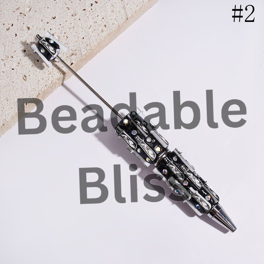Knife with Red liquid Horror Character and AB Rhinestone Beadable Clay Pens, Back Background