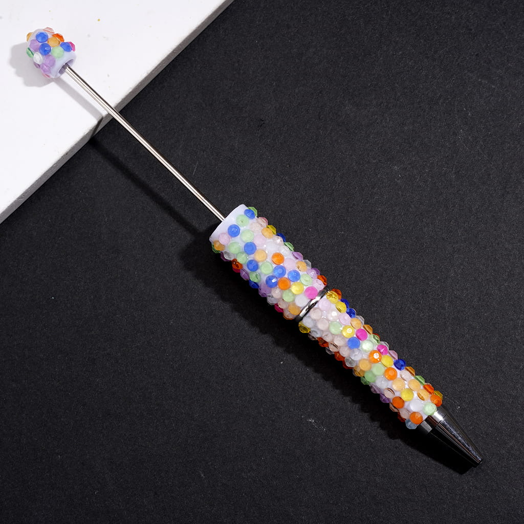 Beadable Pens with Luminous Bling Bling Jelly Rhinestones Covered the Entire Pen, Multi-Color