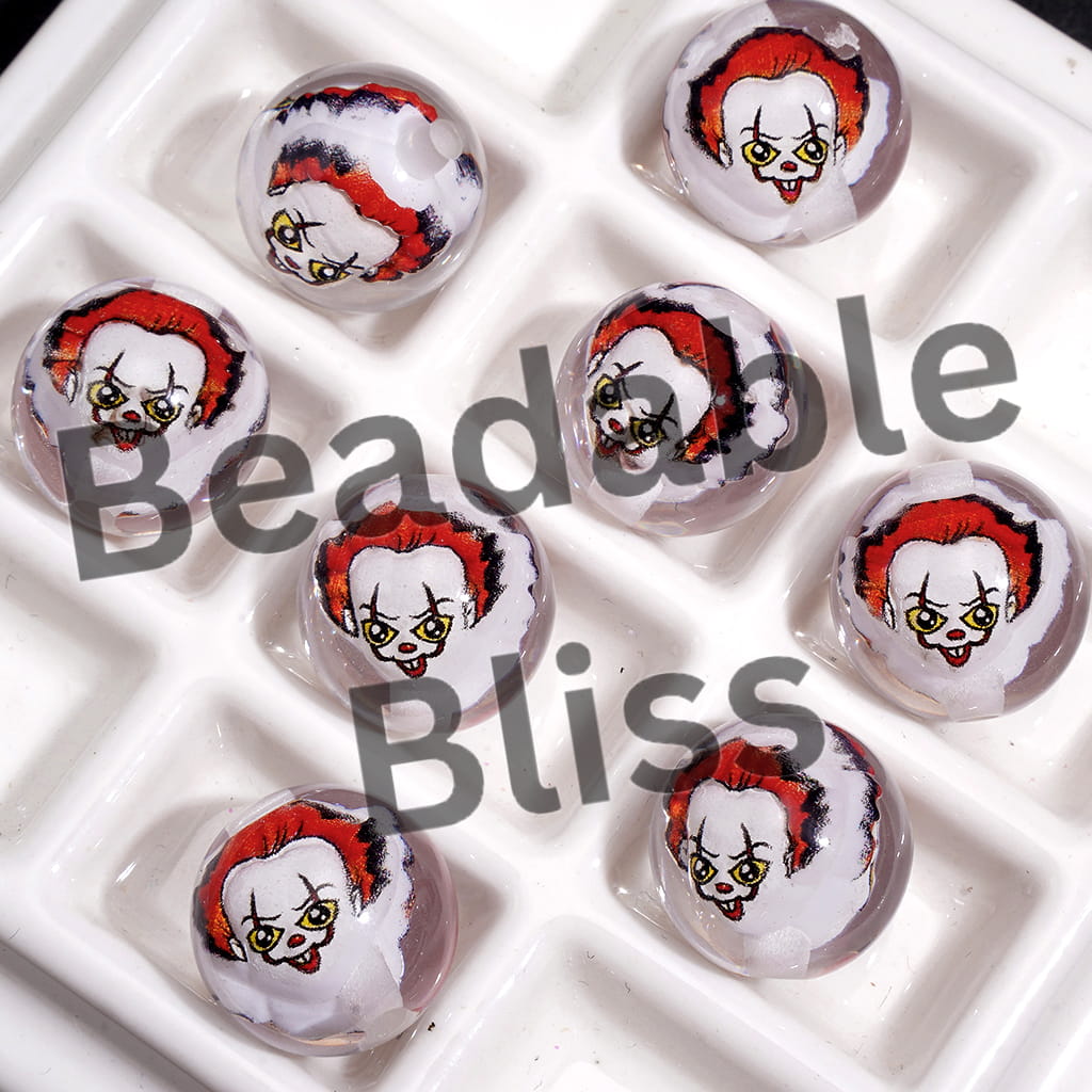 Horror Character Embedded Inside the Bead Transparent Round Shape Acrylic Beads 16MM