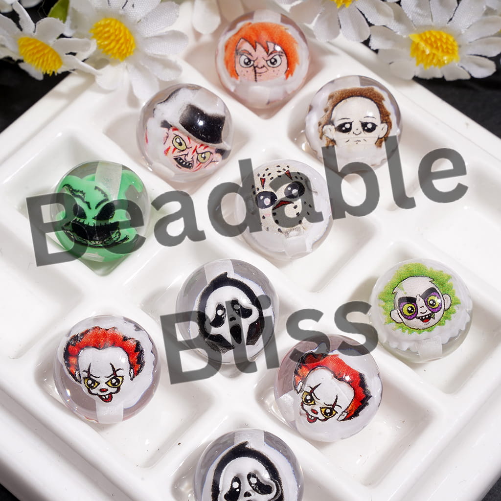 Horror Character Embedded Inside the Bead Transparent Round Shape Acrylic Beads 16MM