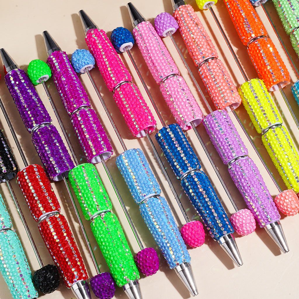 Beadable Clay Pens with Clear and AB Rhinestones Covered the Entire Pens, Multi-Color
