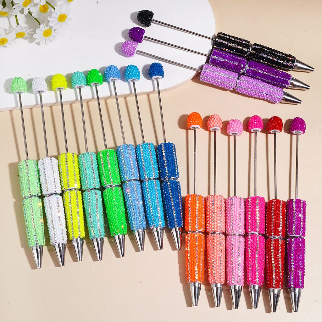 Beadable Clay Pens with Clear and AB Rhinestones Covered the Entire Pens, Multi-Color