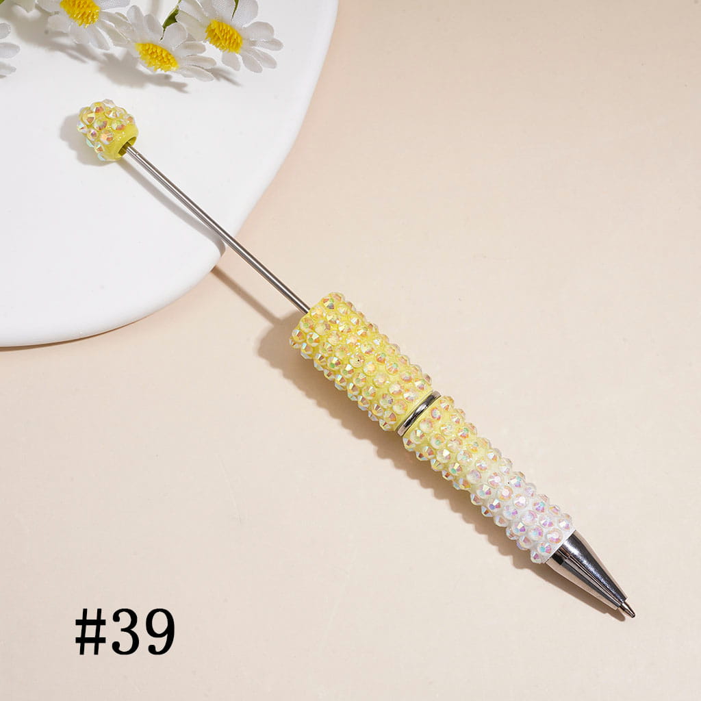 Beadable Pens with Ombre Colors Dazzling Iridescent AB Rhinestones Covered the Entire Pen