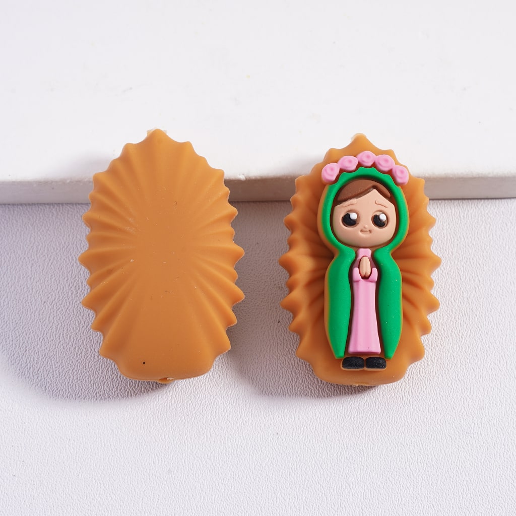 Decorative cookie-shaped figurines with a central character on a white background