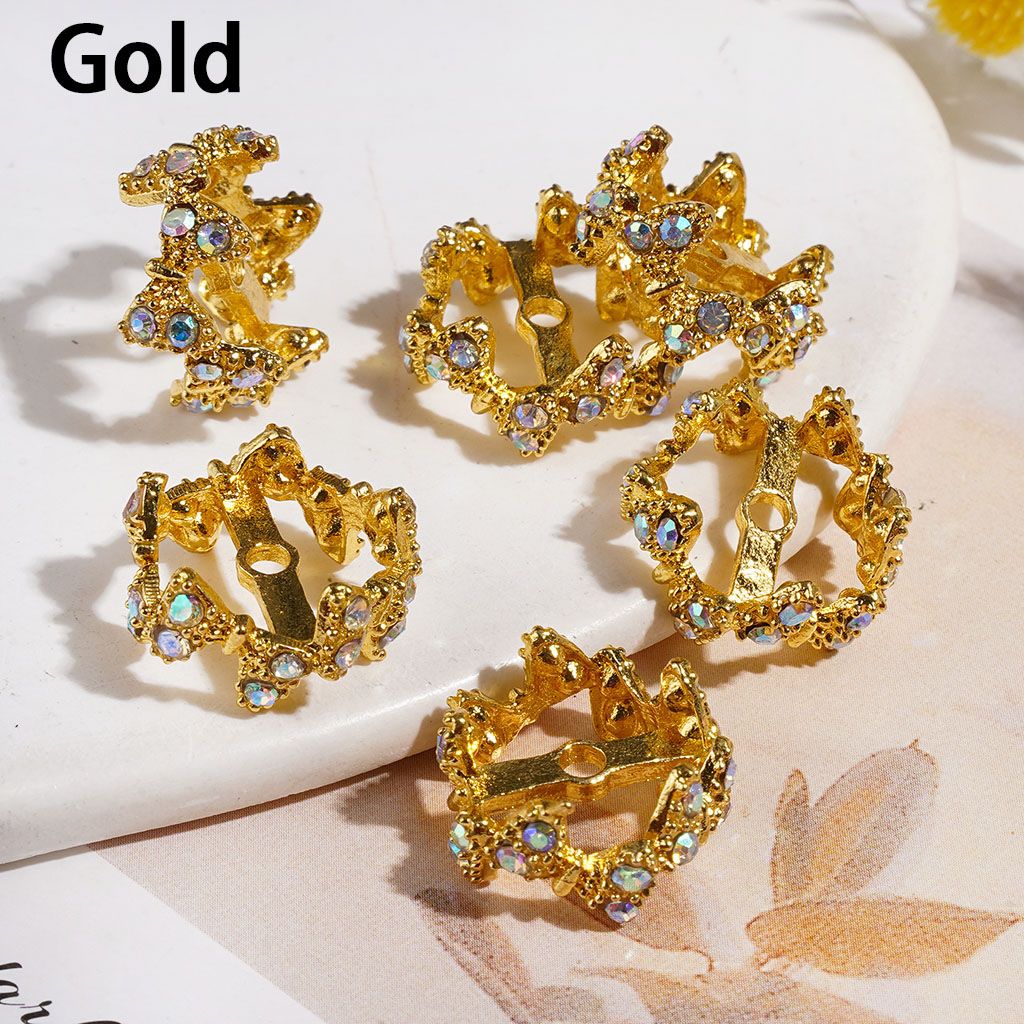 Metal Bead Cages Butterfly with AB Rhinestones, Bead Cap, 16MM Multi-Color Random Mix (They Fit 14MM Beads)