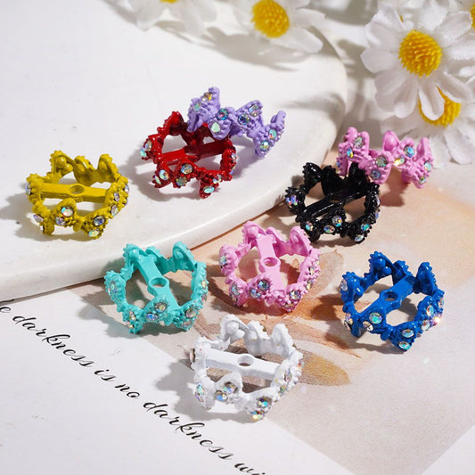 Alloy Bead Cages Butterfly with AB Rhinestone, Bead Cap, 16MM Assorted Colors Random Mix (They Fit 14MM Beads)