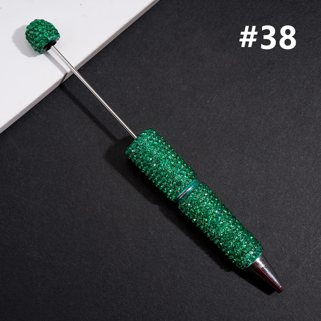 Beadable Clay Pens with Shiny Rhinestones Covered the Entire Pen