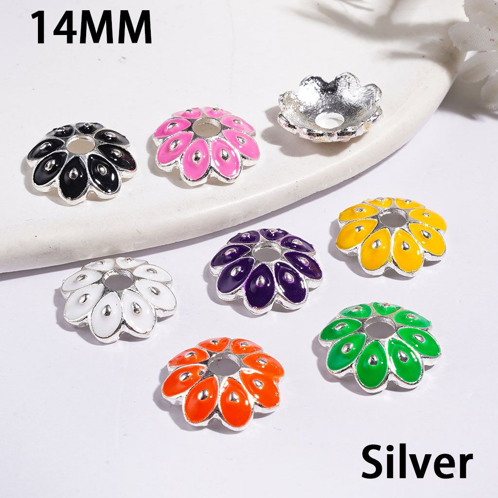 Alloy Bead Cages with Heart Shaped Four-Leaf Clover in Diverse Colors, Bead Cap, 14MM Silver & Gold Background (They Fit 14MM Beads)