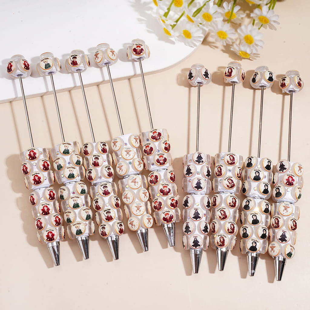 Beadable Clay Pens w Rounded Classic Wizard Boy Character Series, Various Character
