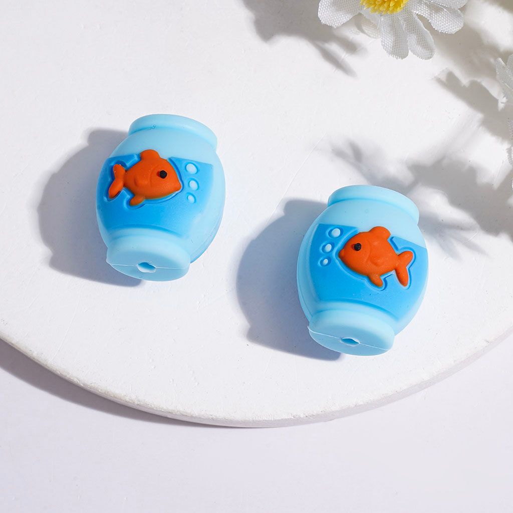 Silicone Focal Beads 3D Marine Life Series, Crab Lobster Fish Tank