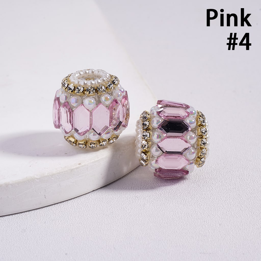 Pink beaded jewelry piece on a white background with 'Pink #4' text.