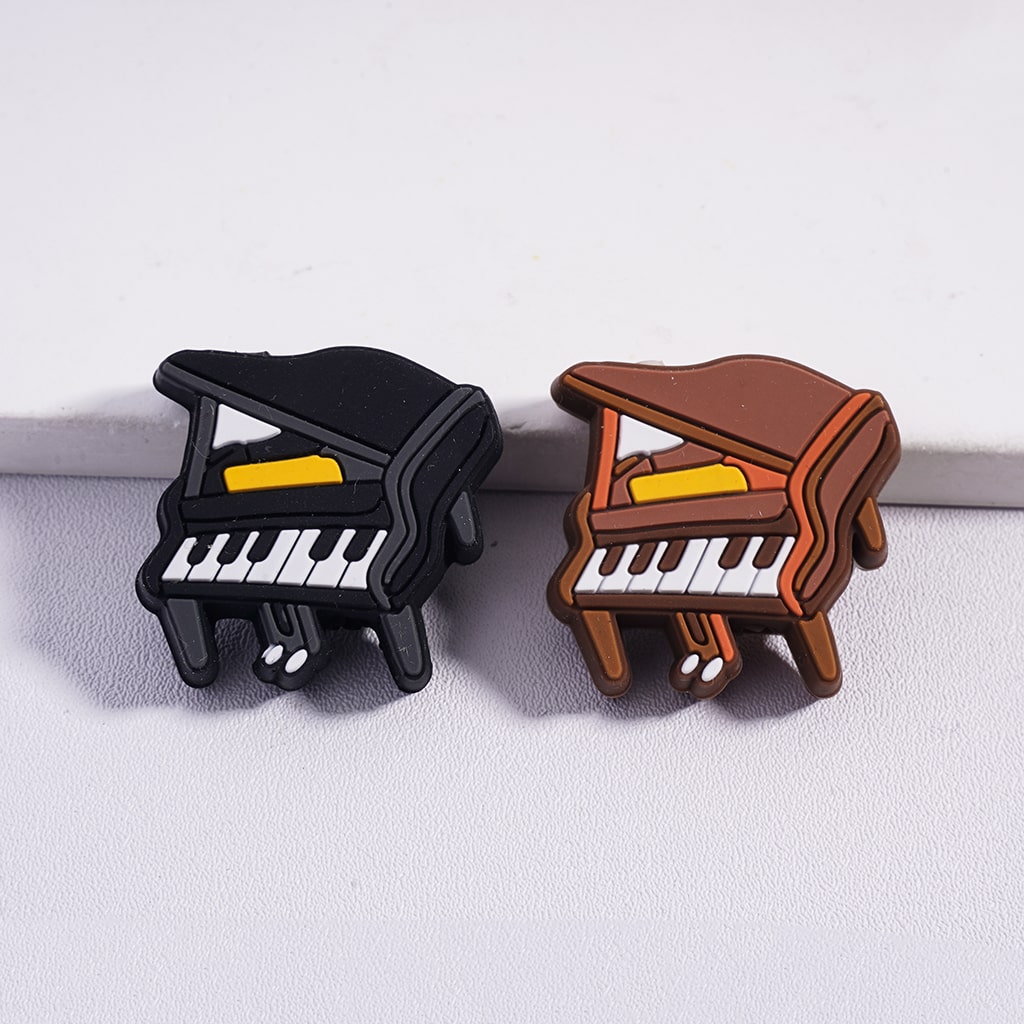 Mini Cute Brown & Black Piano Music Instruments Silicone Focal Beads
