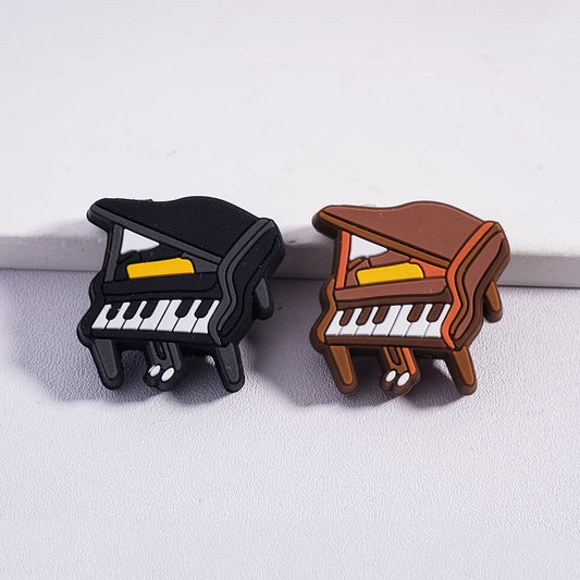 Mini Cute Brown & Black Piano Music Instruments Silicone Focal Beads