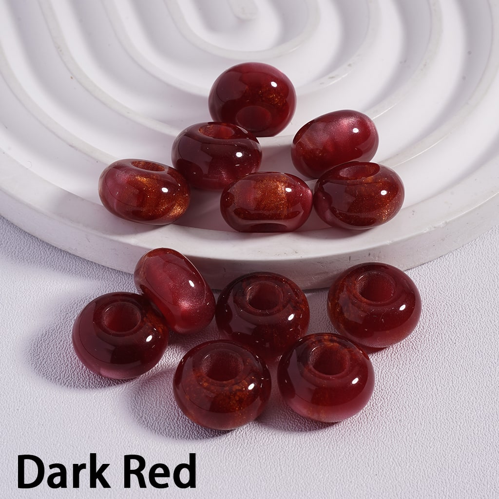 Dark red beads on a white background with 'Dark Red' text.