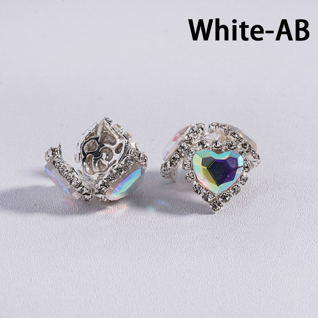 Fancy Bead Cages with Heart Rhinestones and Clear Rhinestone Chains, Alloy Bead Cap, Multi-Color (They Fit 16MM Beads)