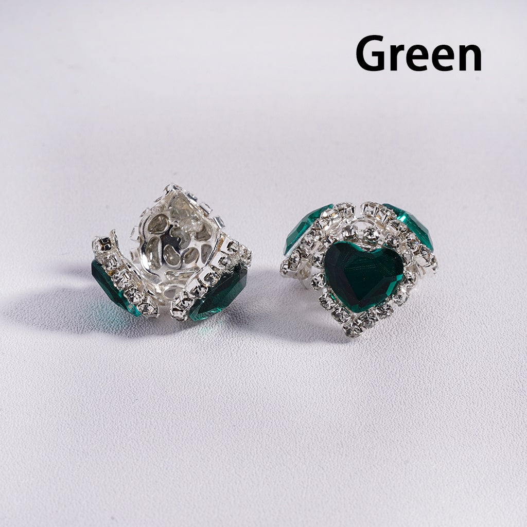 Fancy Bead Cages with Heart Rhinestones and Clear Rhinestone Chains, Alloy Bead Cap, Multi-Color (They Fit 16MM Beads)