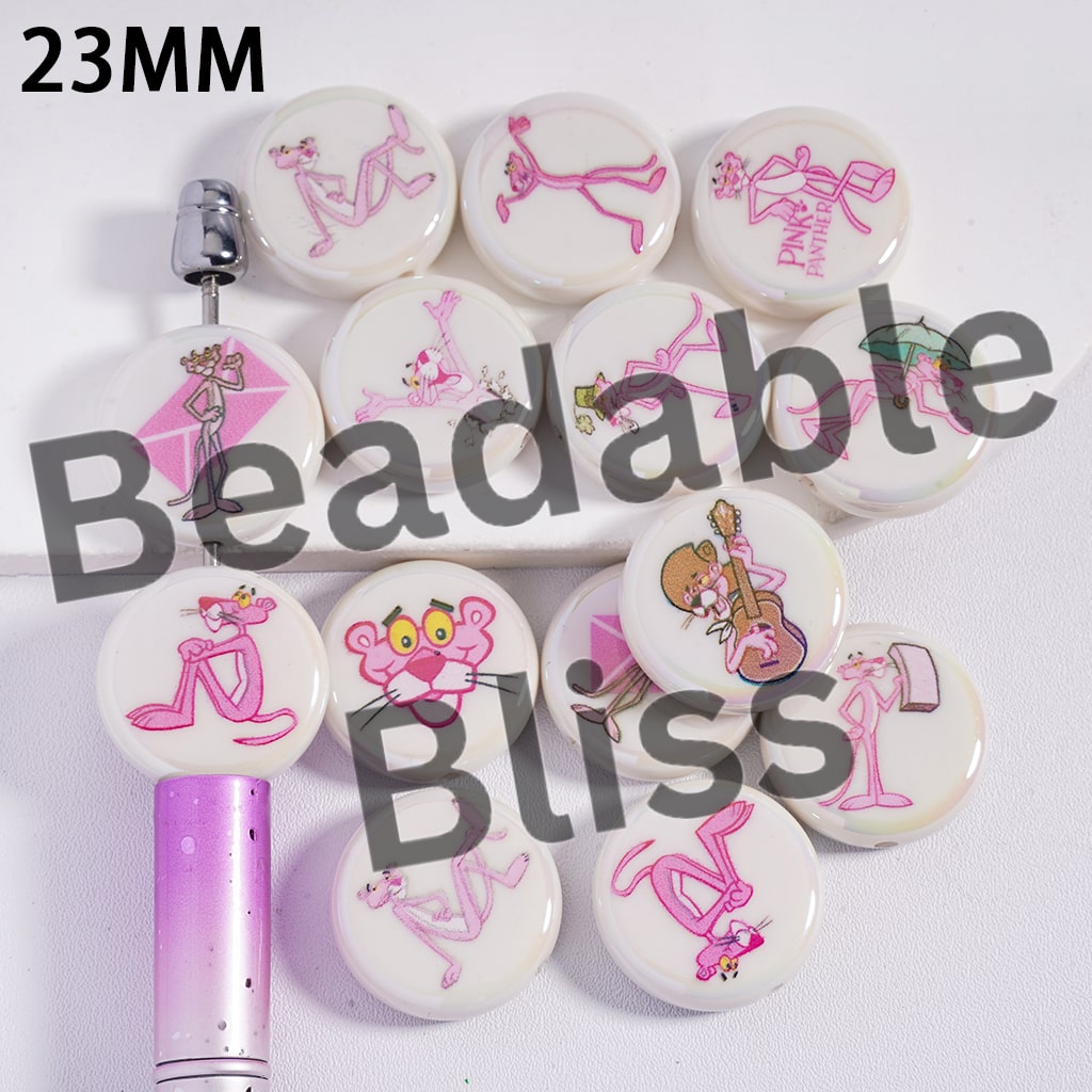 Set of buttons with pink Panther designs on a white background, branded 'handsontsupply.com'.