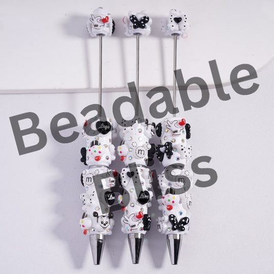 Beadable Clay Pens with Boy Mouse Character Series and AB Rhinestones