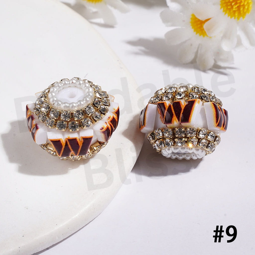 21MM - American Football Team Series Handcrafted Acrylic Beads, Flower Bowtie Crystal White Pearls Rhinestone Chains Metal Base Colorful Mini Bubble Balls Decoration (Update Other Styles Later))