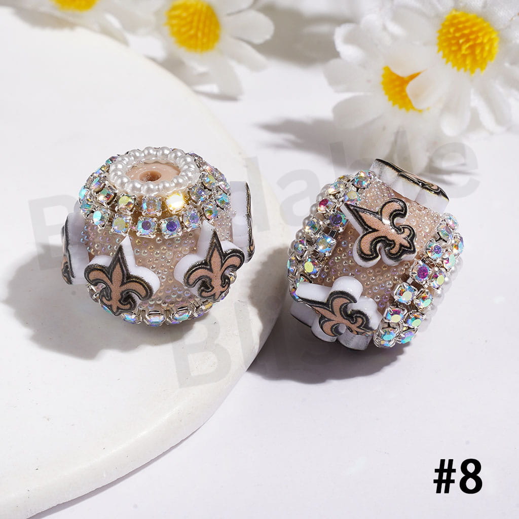 21MM - American Football Team Series Handcrafted Acrylic Beads, Flower Bowtie Crystal White Pearls Rhinestone Chains Metal Base Colorful Mini Bubble Balls Decoration (Update Other Styles Later))