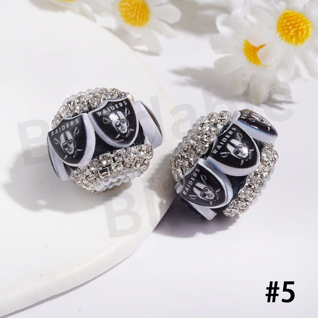 21MM - American Football Team Series Handcrafted Acrylic Beads, Flower Bowtie Crystal White Pearls Rhinestone Chains Metal Base Colorful Mini Bubble Balls Decoration (Update Other Styles Later))