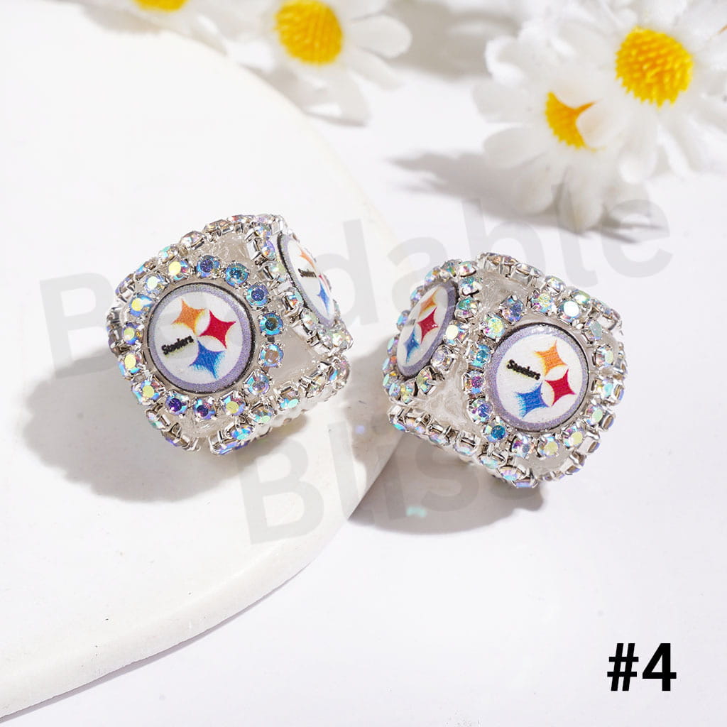 21MM - American Football Team Series Handcrafted Acrylic Beads, Flower Bowtie Crystal White Pearls Rhinestone Chains Metal Base Colorful Mini Bubble Balls Decoration (Update Other Styles Later))