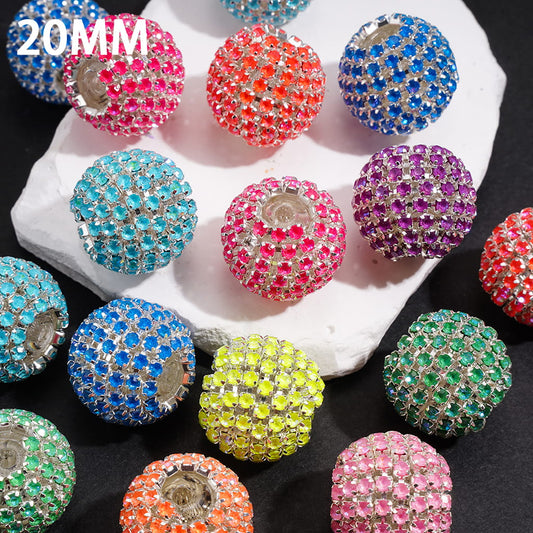 Neon Colors Rhinestone Chains Covering Acrylic Beads for Hand-Made, 20MM, Random Mix (Protein Electroplating Coating Process)