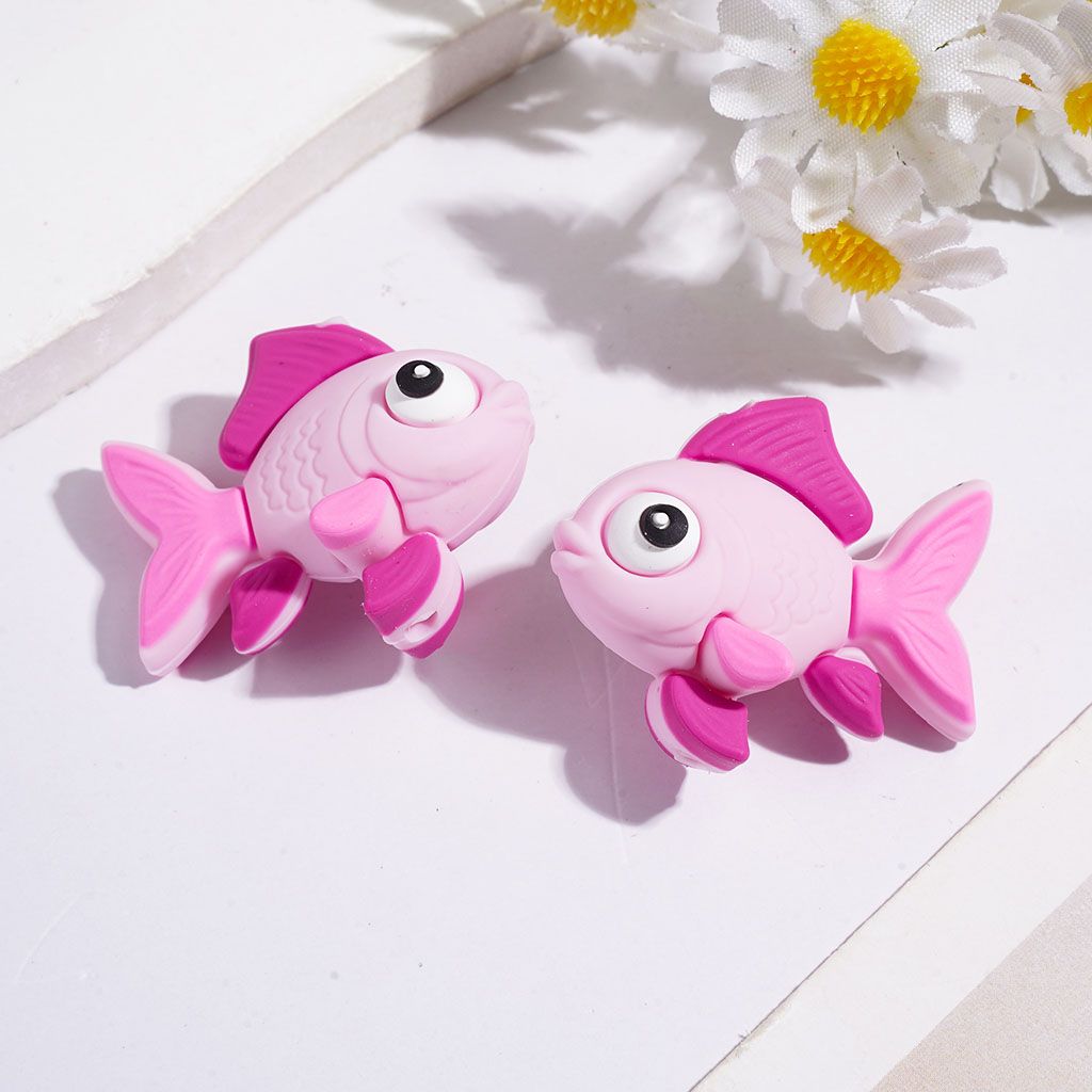 3D Goldfish in Various Colors Silicone Focal Beads, 32*26MM